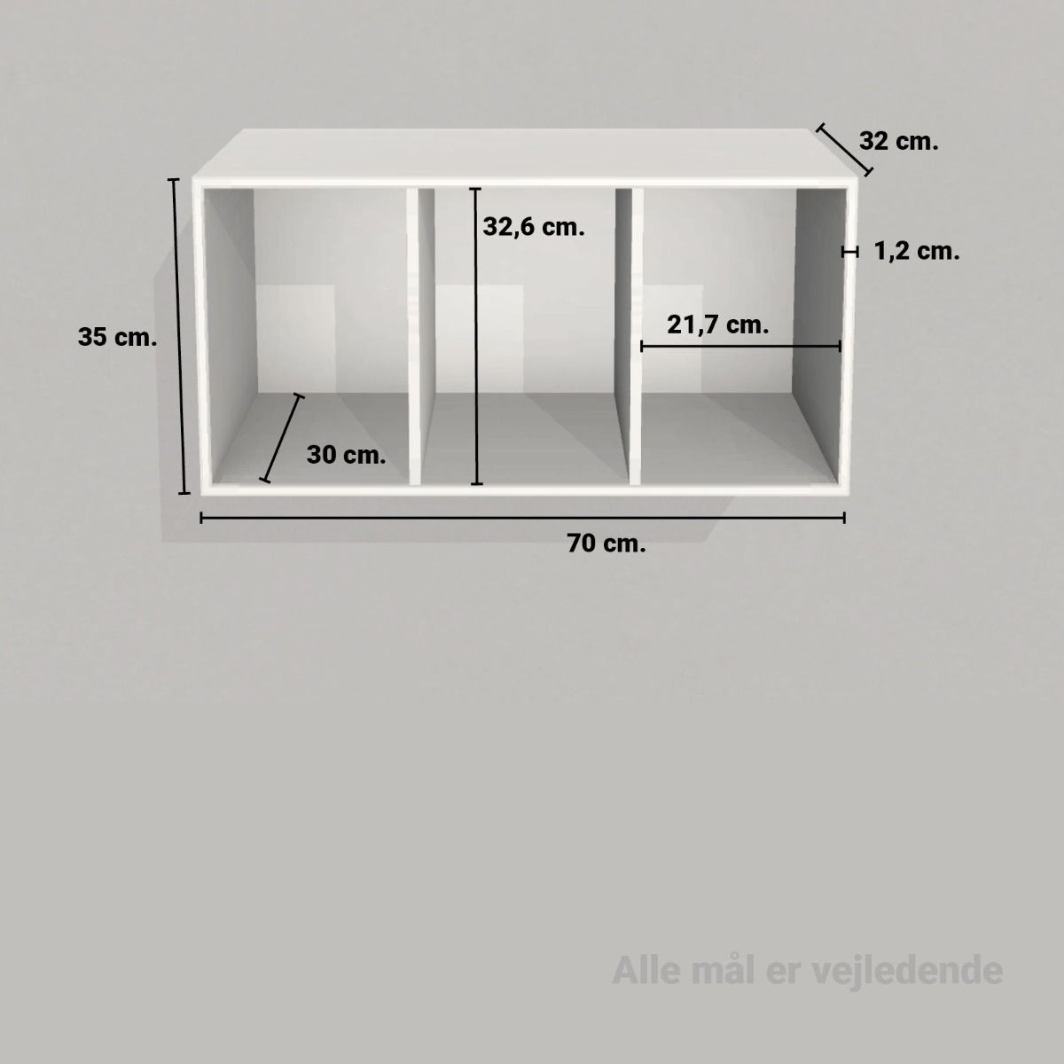 image - Kubik Color halv reolkasse - 3 rum