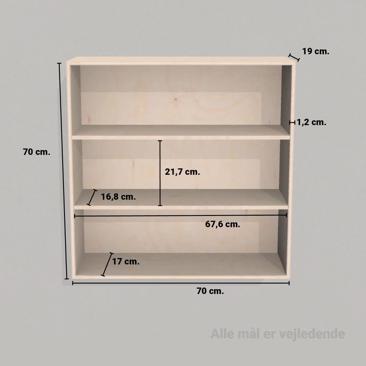image - Kubik Træ hel reolkasse - 3 rum