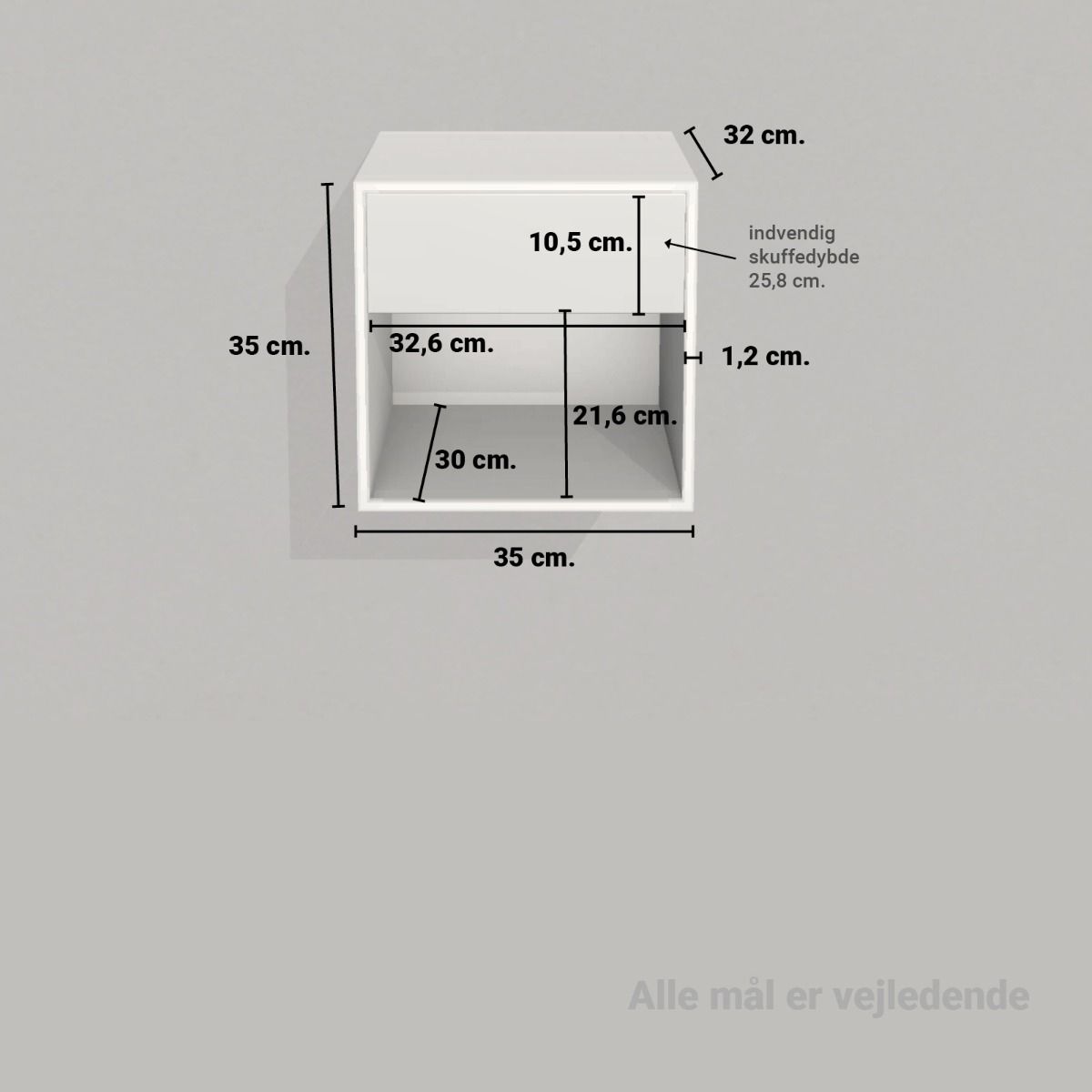 image - Kubik eg kvart reolkasse - 1 skuffe