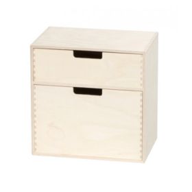 Finérkasse med 2 skuffer (31x31x21 cm.)