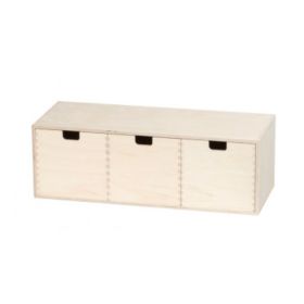 Finérkasse med 3 skuffer (51x17xD20 cm.)