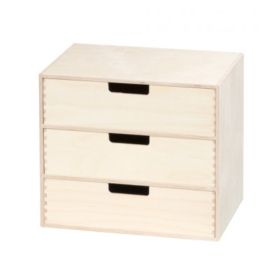 Finérkasse med 3 skuffer (B35 H31 D25 cm.)