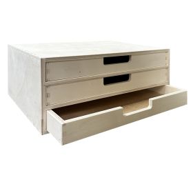 Finérkasse med 3 skuffer (til A4 ark) B35 H16 D25 cm.