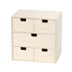 Finérkasse med 5 skuffer (31x31x21 cm.)