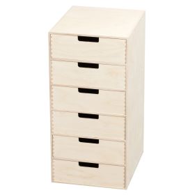 Finérkasse / skuffeelement med 6 skuffer (B30 H61 D36 cm.)