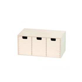 Finérkasse med 3 skuffer (35x15xD19 cm.)