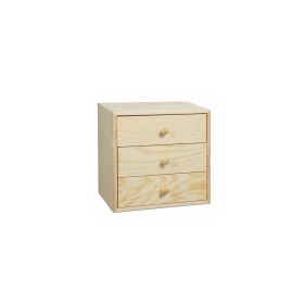 Bogkasse i fyr 30x30x19 cm, 3 skuffer