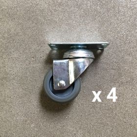 4 Møbelhjul (gummi uden bremse) H7,5 cm.