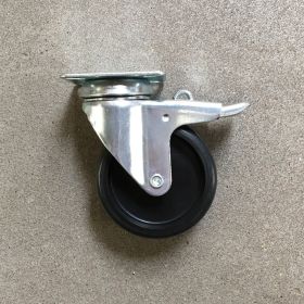 Møbelhjul (gummi, med bremse) H10,5 cm.