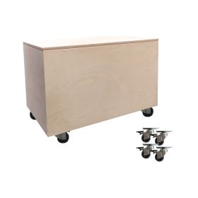 Legetøjskasse i træ (inkl. grå gummihjul)