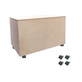 Legetøjskasse i træ (inkl. sorte plastikhjul)