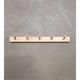 Knagerække med 5 knager - birk (firkantet)