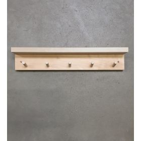 Knagerække med 5 knager og hylde - birk