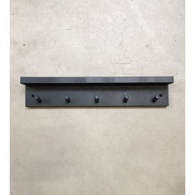 Knagerække med 5 knager og hylde - sort træ