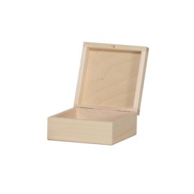 Æske i træ - med låg - 14x14x4,5 cm.
