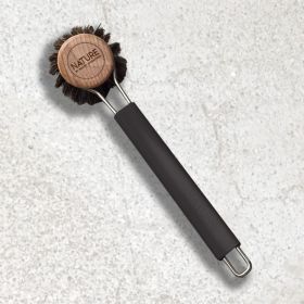 Opvaskebørste med siliconeskaft (sort)