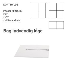 KUBIK Color hylde - til indvendig låge - hel reolkasse + halv (vandret)