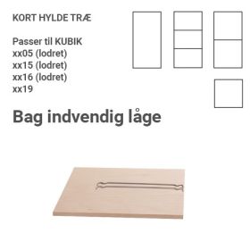 KUBIK Træ hylde - til indvendig låge - halv/kvart reolkasse
