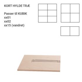 KUBIK Træ hylde - hel reolkasse 4 rum