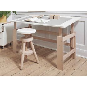 Skrivebord justerbart hvidmalet snow white