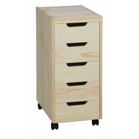 Kontormøbel / skuffeelement (5 høje skuffer og hjul). B30 cm.