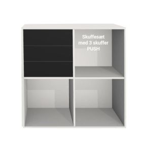 3 skuffer (PUSH) til KUBIK Color hel reolkasse - 4 rum