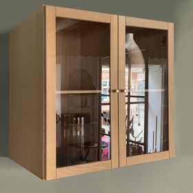 Vitrineskab i eg - KUBIK eg med glaslåger (70x70x40 cm.)