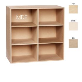 KUBIK Træ 70x70 cm. - hel reolkasse - 6 rum