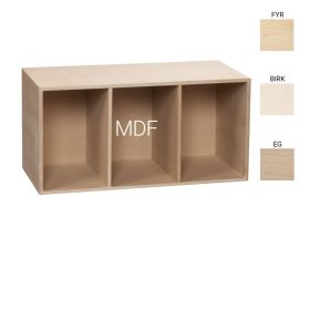 KUBIK Træ 70x35 cm. - halv reolkasse - 3 rum