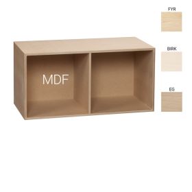 KUBIK Træ 70x35 cm. - halv reolkasse - 2 rum